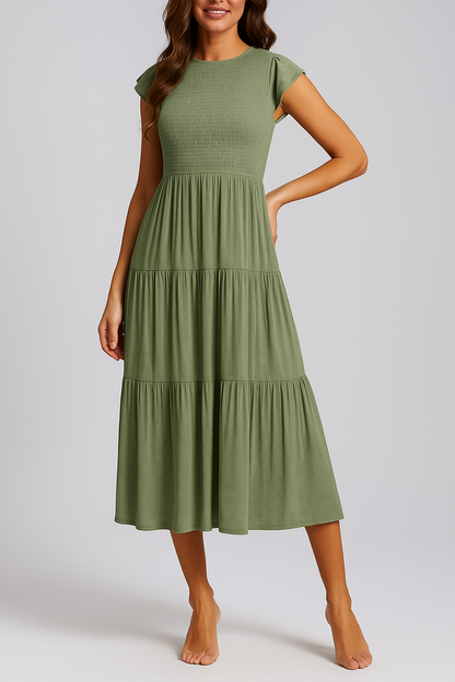 Civetta Sleeve Pleated Layered Swing Dress - Civetta Couture