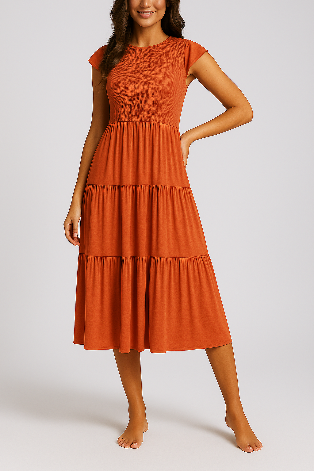 Civetta Sleeve Pleated Layered Swing Dress - Civetta Couture