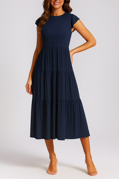 Civetta Sleeve Pleated Layered Swing Dress - Civetta Couture