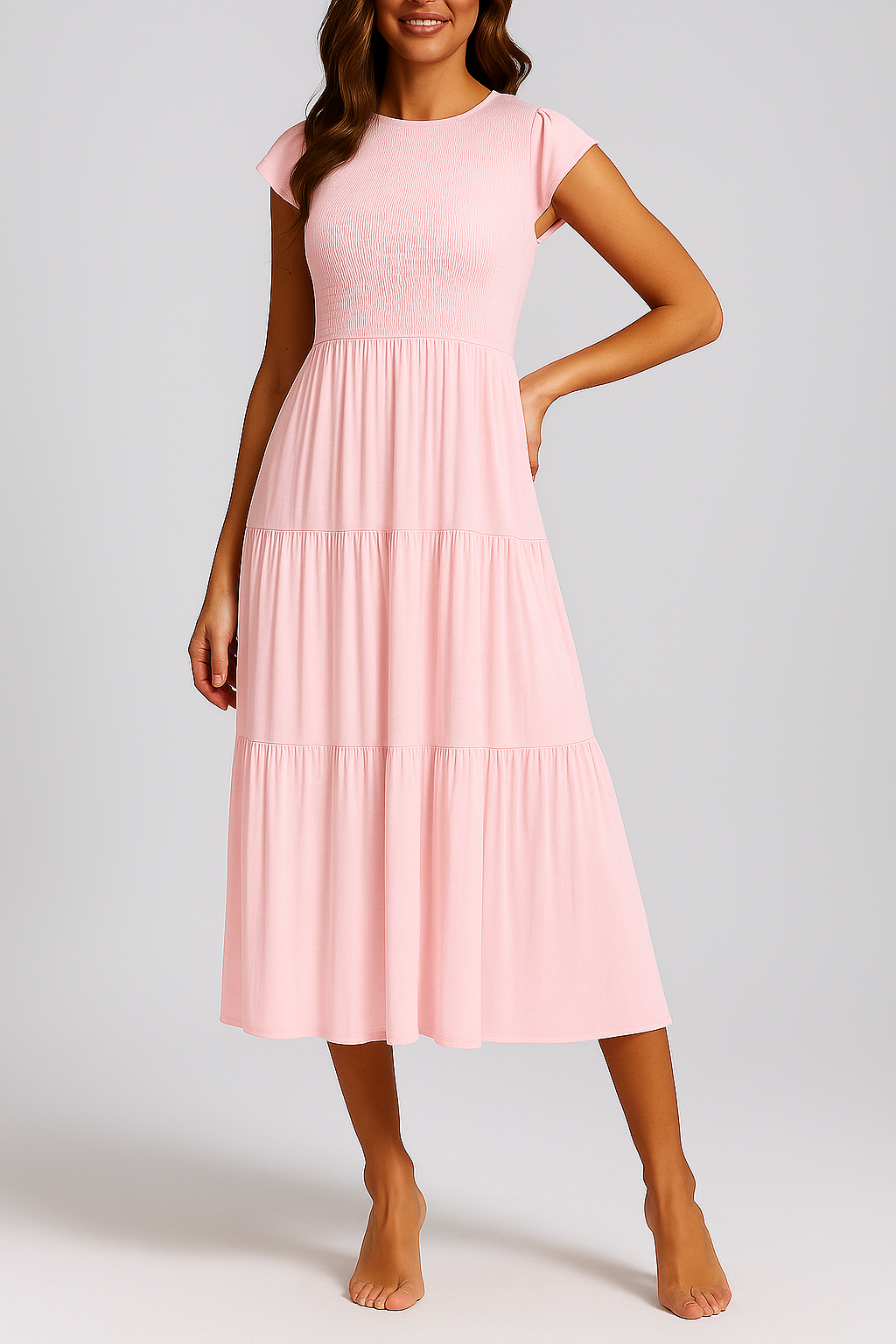 Civetta Sleeve Pleated Layered Swing Dress - Civetta Couture