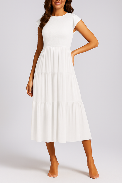 Civetta Sleeve Pleated Layered Swing Dress - Civetta Couture