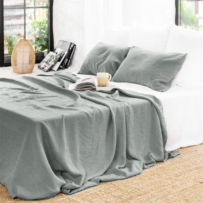 Civetta™ Elegant Linen Bed Sheet – Solid Color Comfort