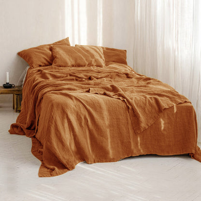 Civetta™ Elegant Linen Bed Sheet – Solid Color Comfort